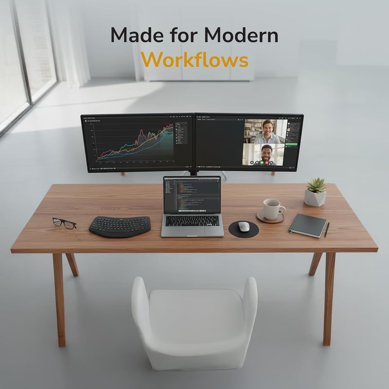 Mount-It! Dual Monitor Stand, Full Motion Desk Mount for 2 Screens up to 32” and 19.8 lbs Each, Tilt Swivel Rotate, VESA 75x75 & 100x100, Adjustable Dual Screen Arm with C-Clamp or Grommet - Image 5